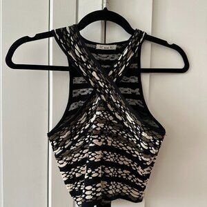 Torn by Ronny Kobo Crisscross Crop Top